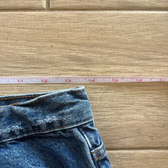 Free People We The Free Lasso Shorts Women's 27 Blue Denim Button Fly Distressed - Picture 7 of 9